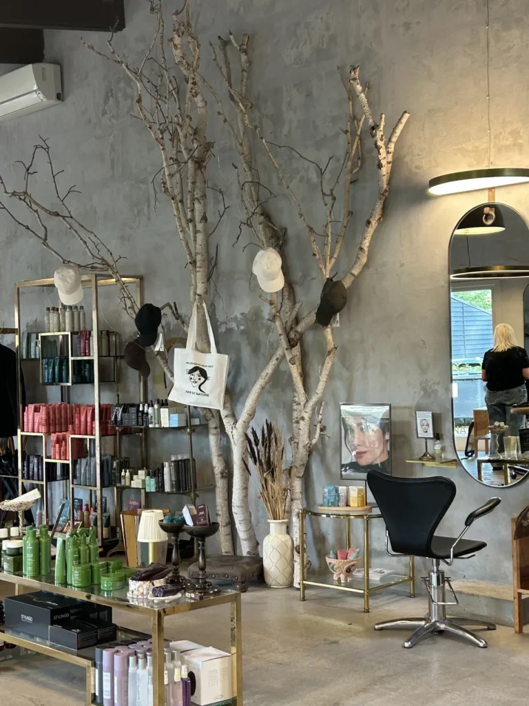 Arbejdsstation og produkter i Hair by Nature